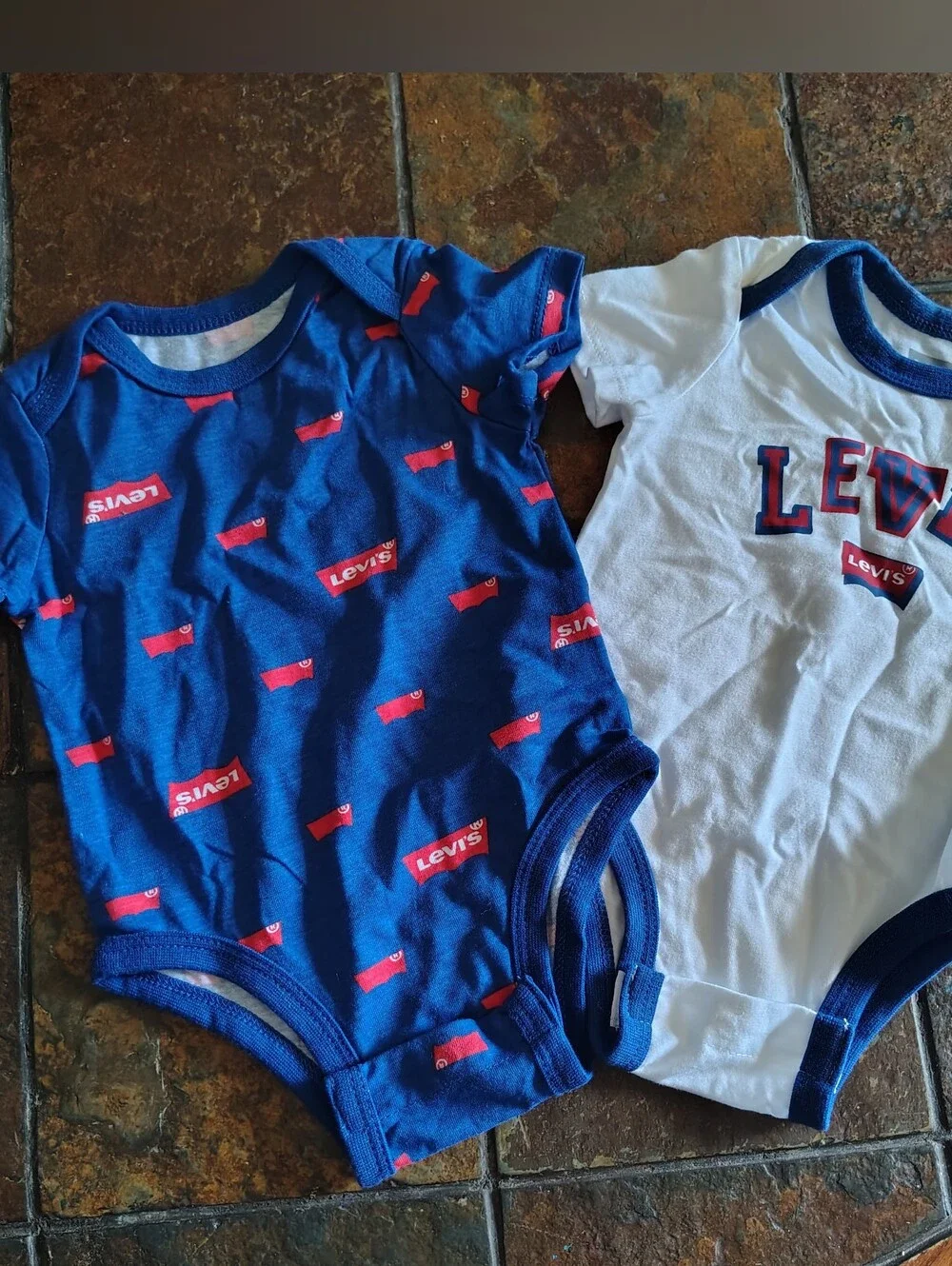 Levis Logo Bodysuit Set Of Two Baby Boy 3m Blue Short Sleeve Snap Kidcore Outfit